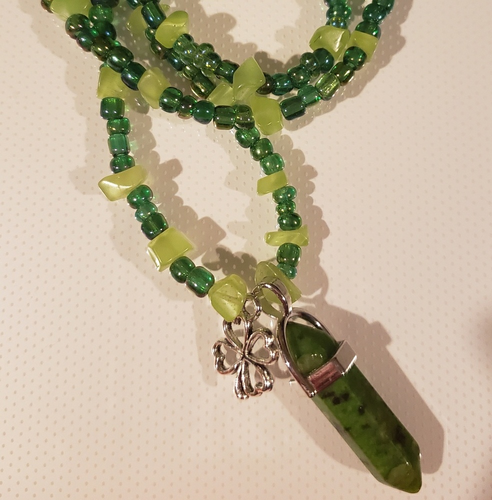 Good Luck Charm Green stone Necklace